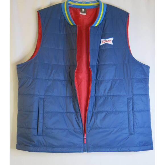 SONIC DRIVE IN Puffer Vest Size 2XL Blue Pockets Logo Uniform Car Hop Zipper - Picture 5 of 9